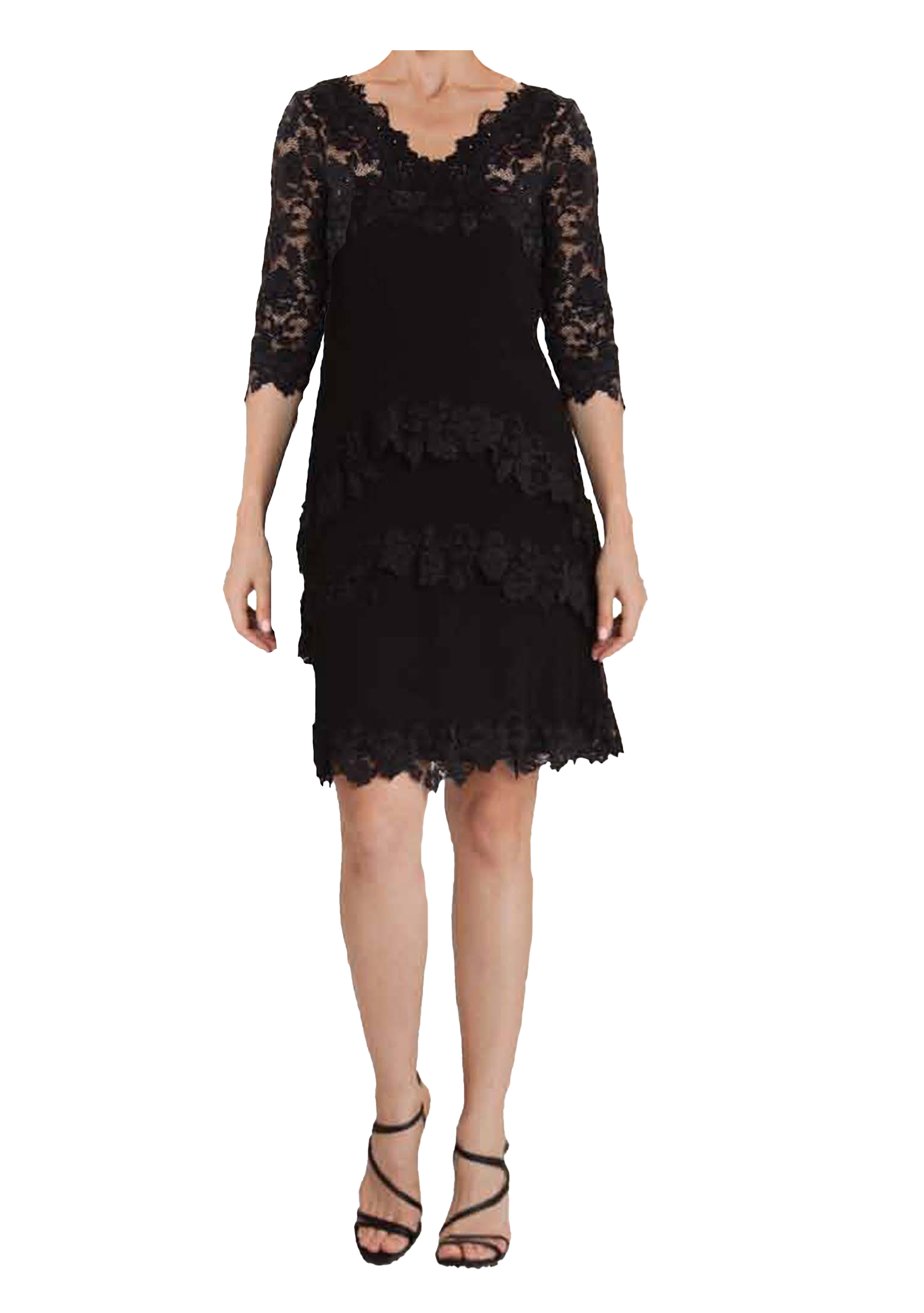 French Lace Dress Black V Neck D668