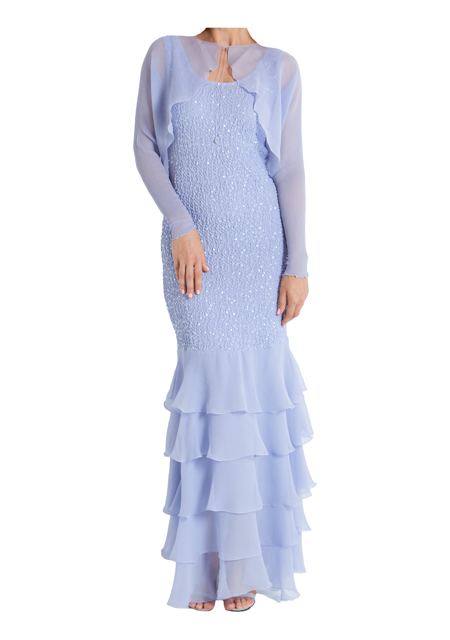 Silk Pucker with Sequin Dress J1559 D1598 English Violet