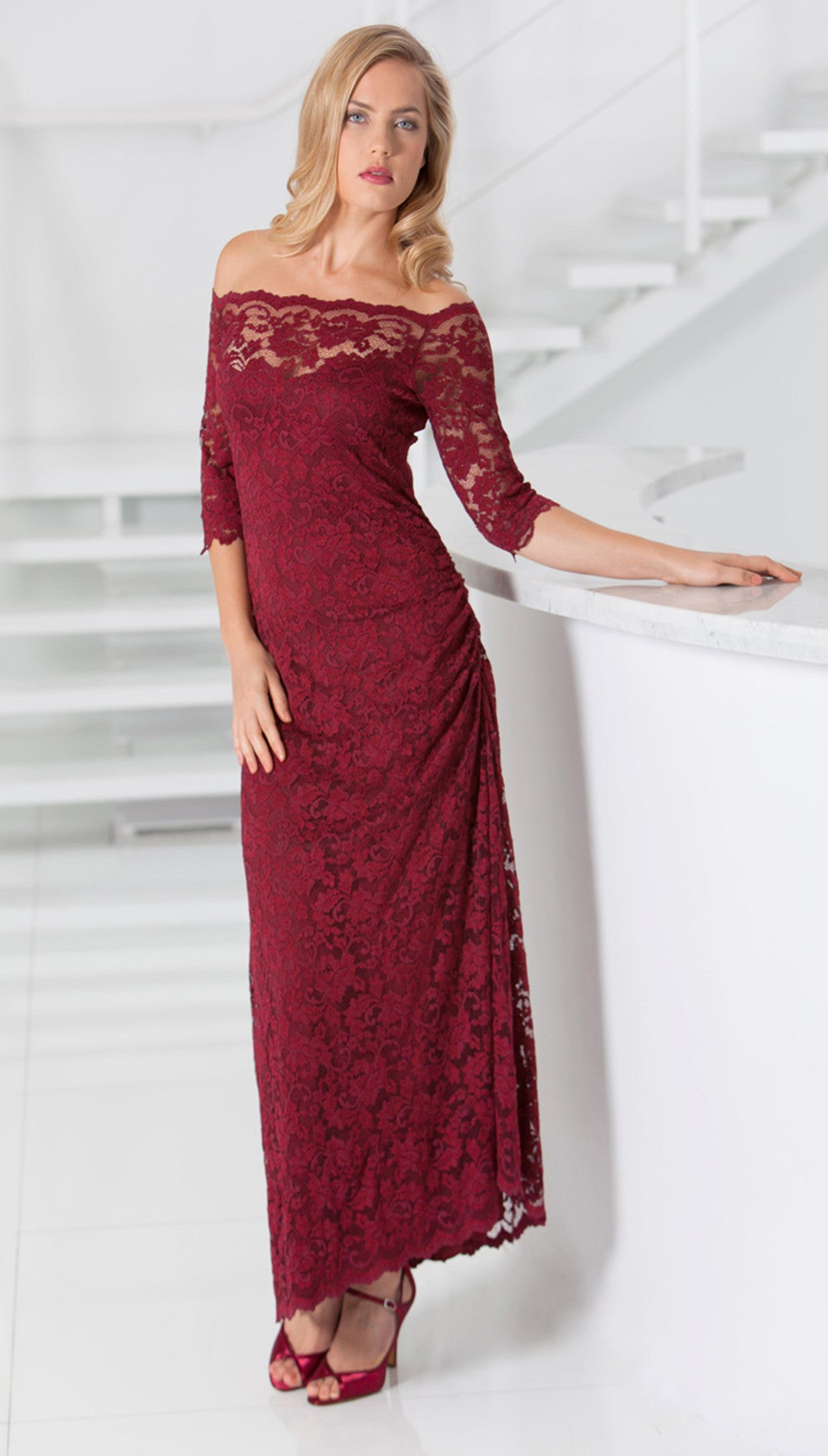 French Lace Dress - D621 - Sara Mique Evening Wear