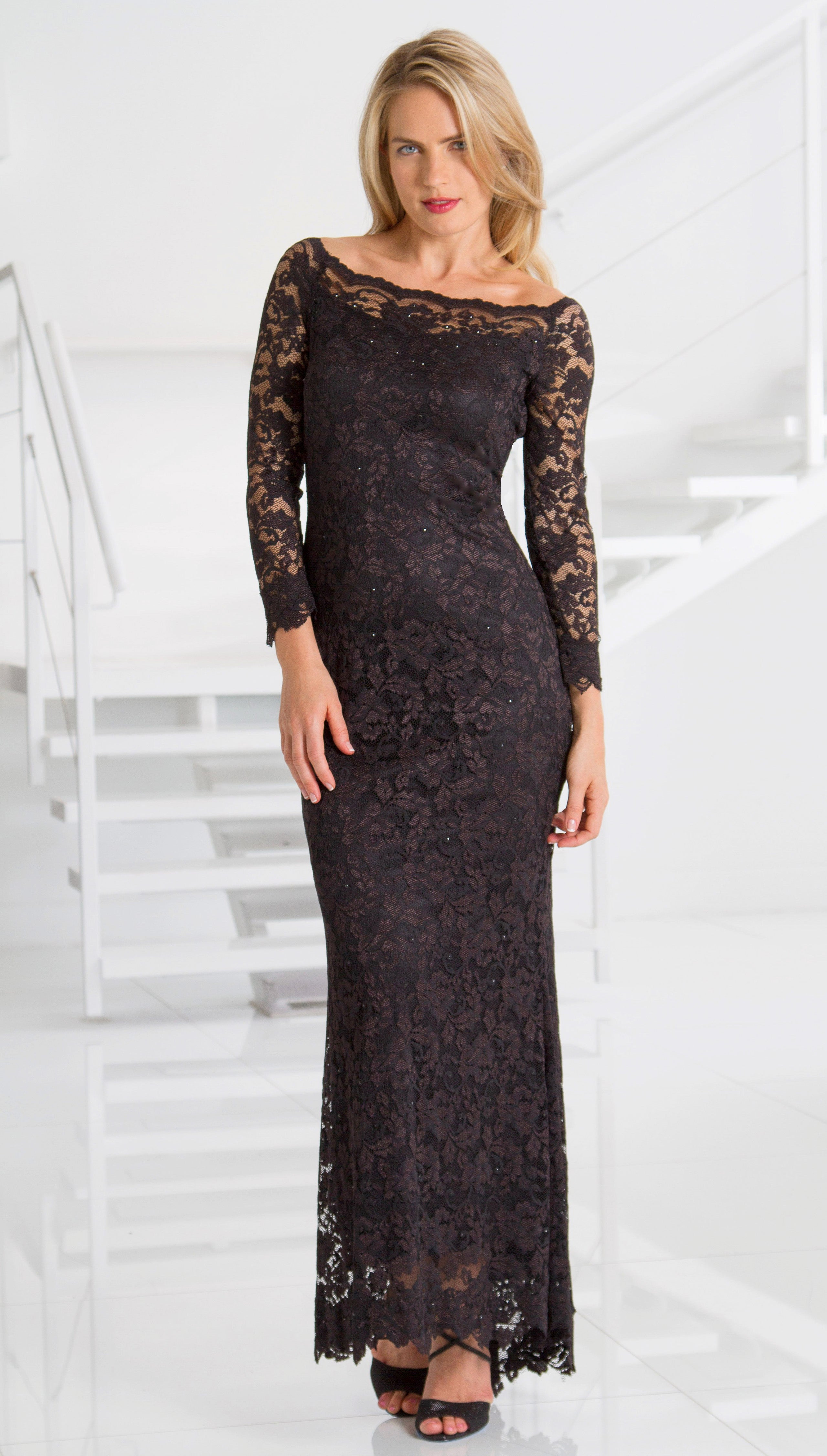 French Lace Dress - D647 - Sara Mique Evening Wear